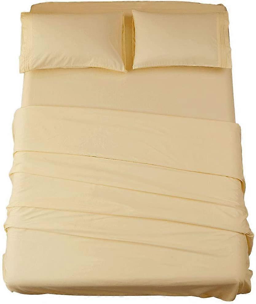 Bed Sheet Set Super Soft Microfiber 1800 Thread Count Luxury Egyptian Sheets 16-Inch Deep PocketWrinkle-3 Piece (Mellow Yellow, Twin)