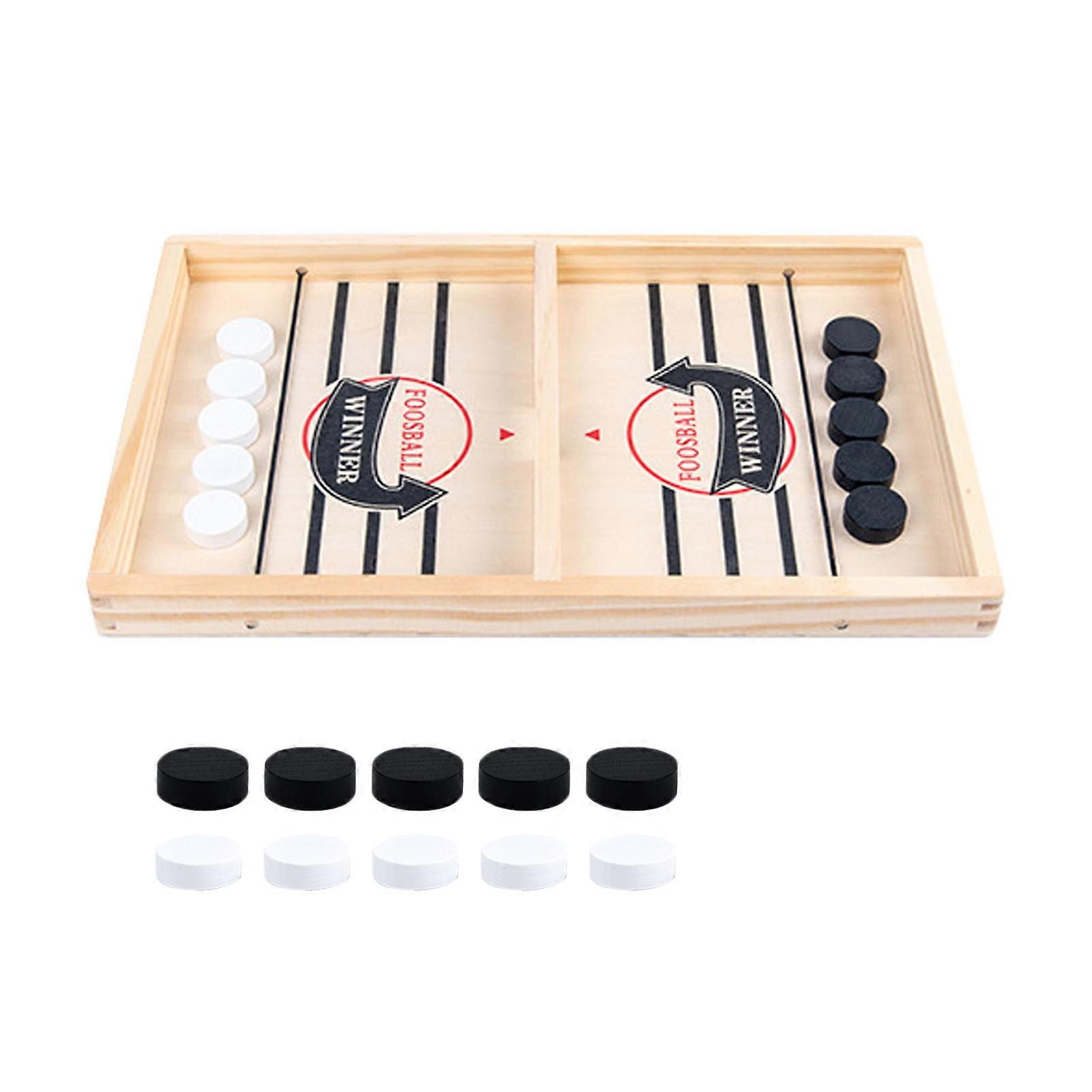 Fast Sling Puck Game with Foldable Wooden Chessboard 20 Chess Pieces Two-player Competitive Funny Desktop Parent-child Interactive Hockey Launcher Boa