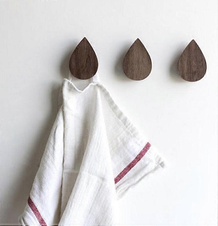3pcs Water Drop Simple Style Home Solid Wood Hook Wood Coat Hook Coat Hook Hook Row Hook Wall Hanging