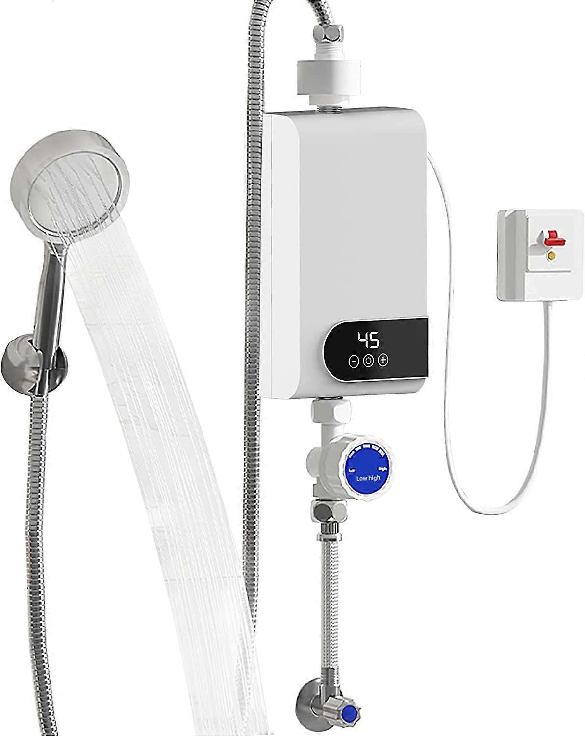 דוד אינסטנט עם ראש מקלחת 5.5KW דוד חשמלי ללא טנק, חימום מהיר מים חמים לכיור מטבח ביתי מקלחת-Compac, יעיל אנרגטי, Accurat