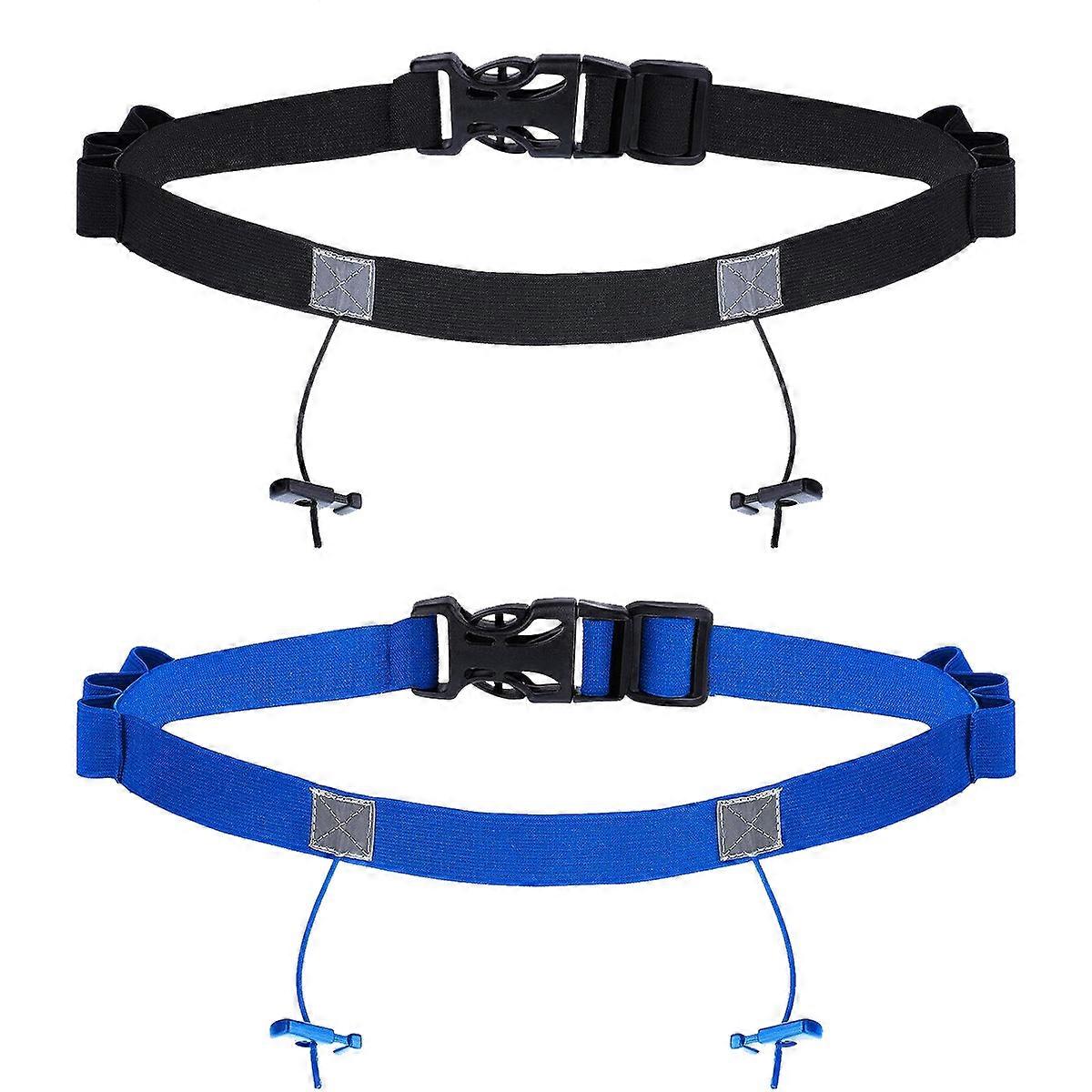 2 Pieces Race Number Belt with 6 Gel Loops for Running Cycling Triathlon Marathon