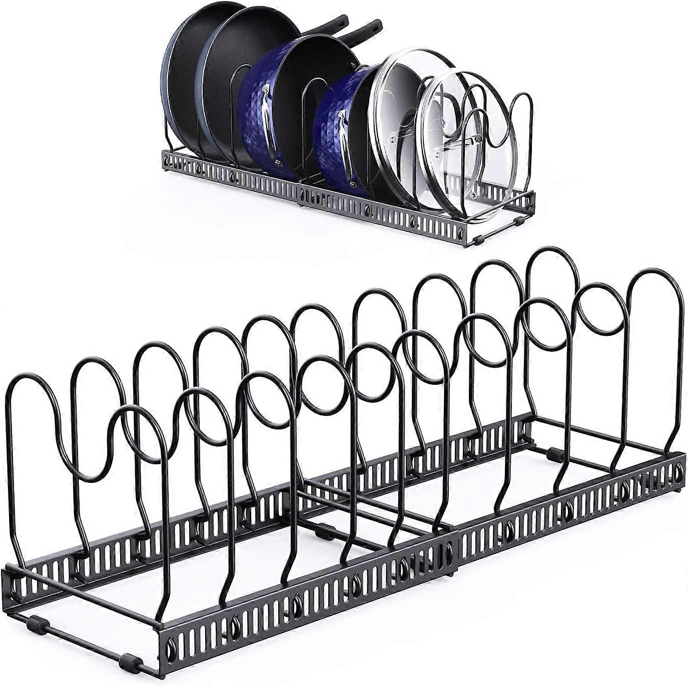 Multifunctional retractable desktop kitchen rack iron pot lid storage rack multi-layer adjustable pot lid rack black