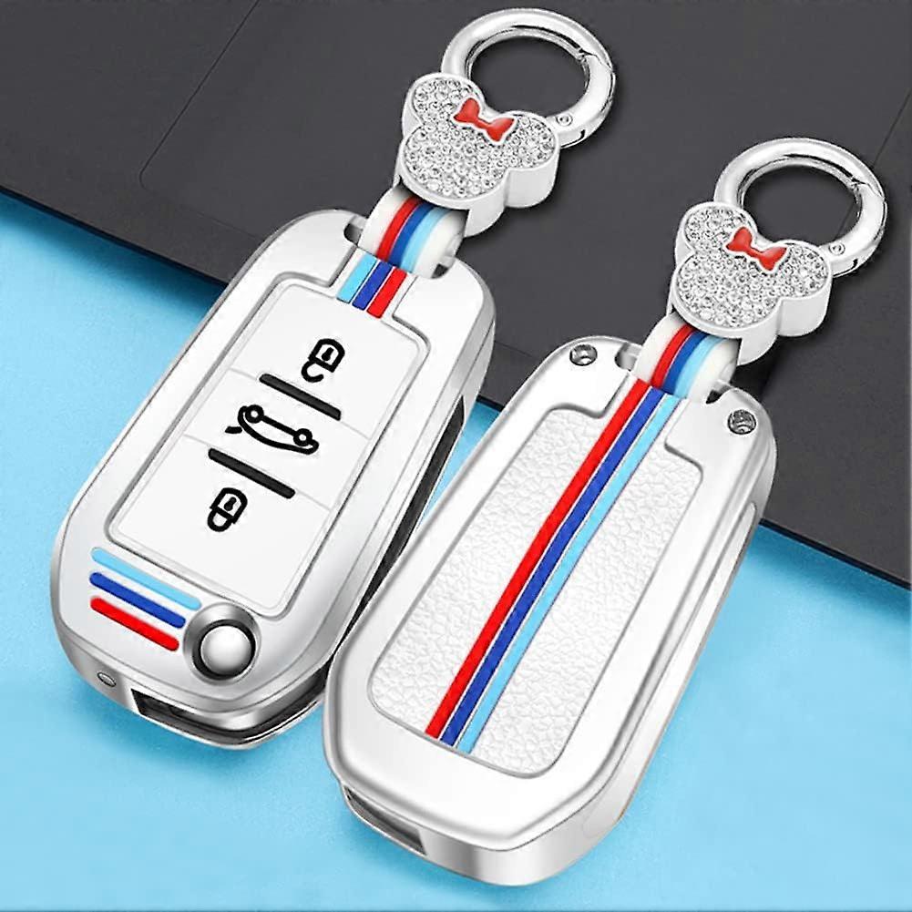 Zinc Alloy + Soft Silicone Car Key Cover Cases fit for Peugeot 301 408 508 2008 3008 for Citroen C4L Cactus C2 C3 C4 C5 C6 C8 Picasso Xsara 3 Buttons