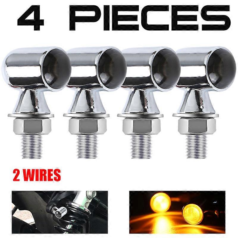 2/4PCS Retro Motorcycle Turn Signal Light Smoke Lens led Indicator Lamp 12V Amber LED Signals Lamp M8 fit for Cafe Racer Bobber