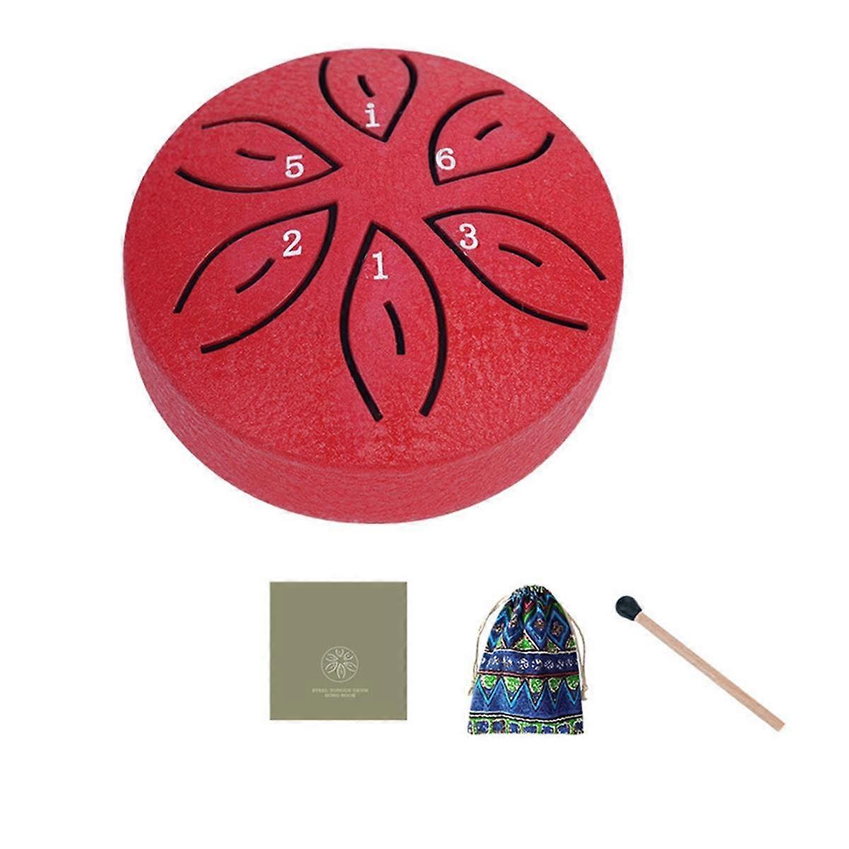 Children'S Musical Instruments Orff Instruments Crafts Mini Hollow Drum 3 Inch 6 Tone Red