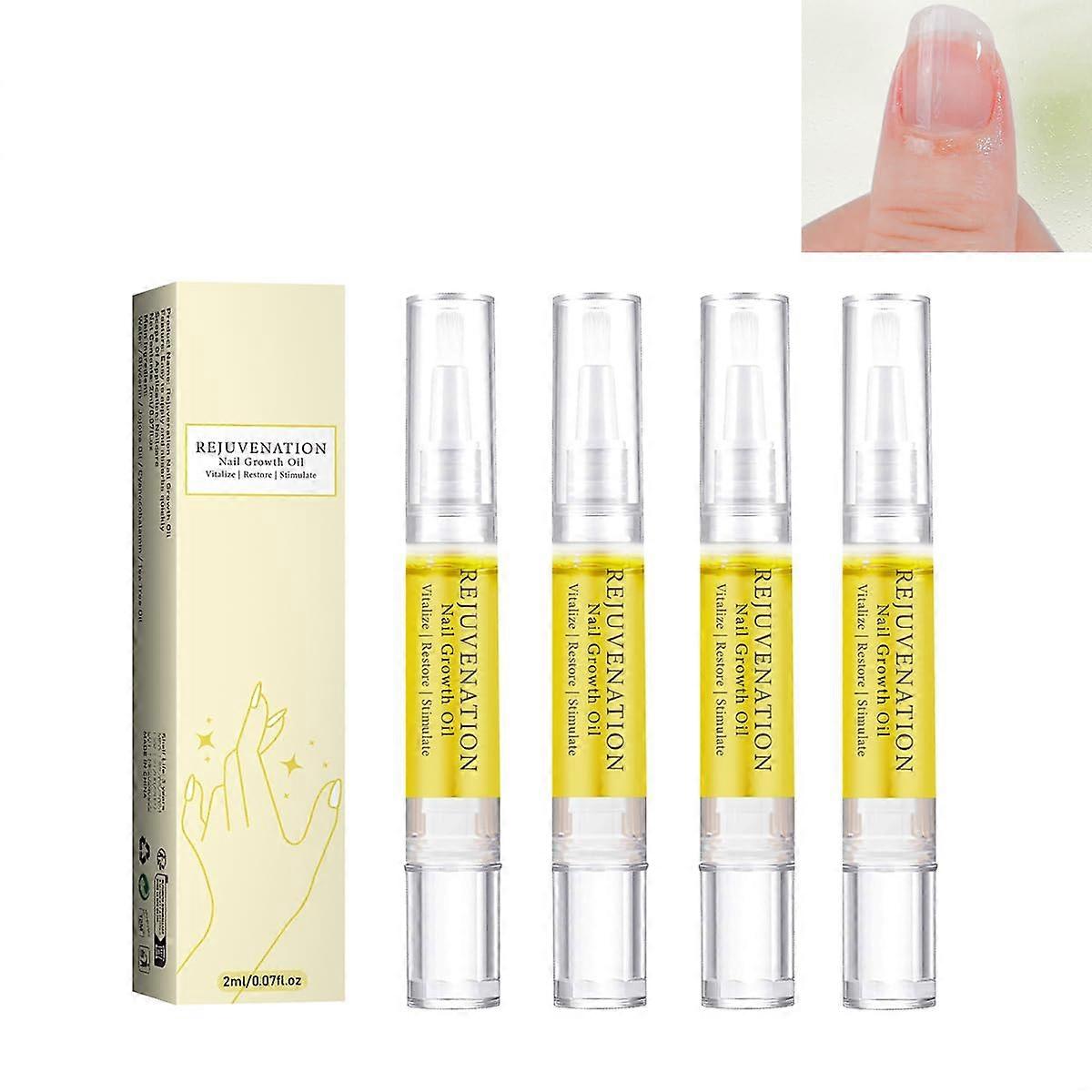 若返りネイルグロースオイル、成長と強度のネイル修理のための4PCSネイルオイル、脆い剥離の細い爪を壊すためのネイルグロースオイル