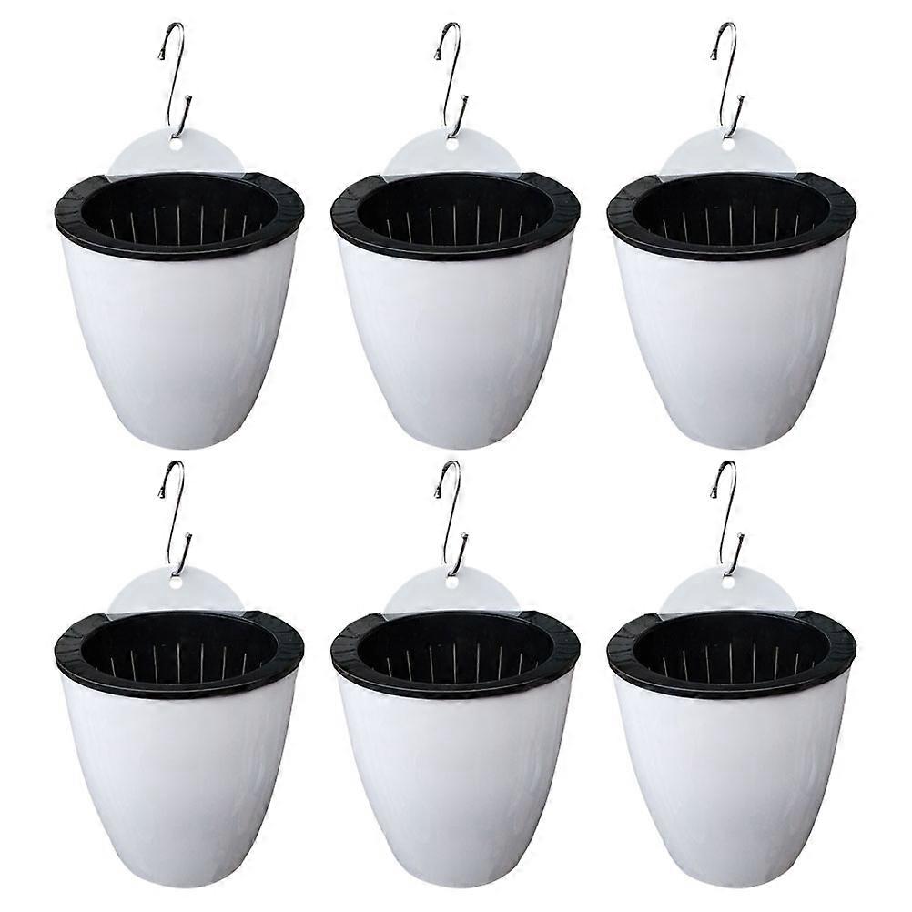 6 Sets Wall-mounted Resin Automatic Suction Flower Pot Hydroponics Flower Container