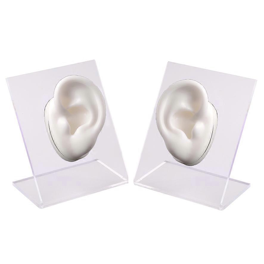 1 pair simulation silicone ear model ear studs puncture teaching training earphone earring display stand