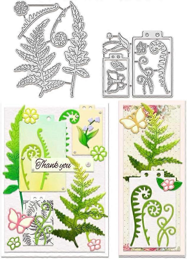 2Pcs Leaves Cutting Dies for Card Making Ferns Label Cut Stencils for DIY Scrapbooking Photo Album Decorative Embossing Paper Dies for Card Making Tem