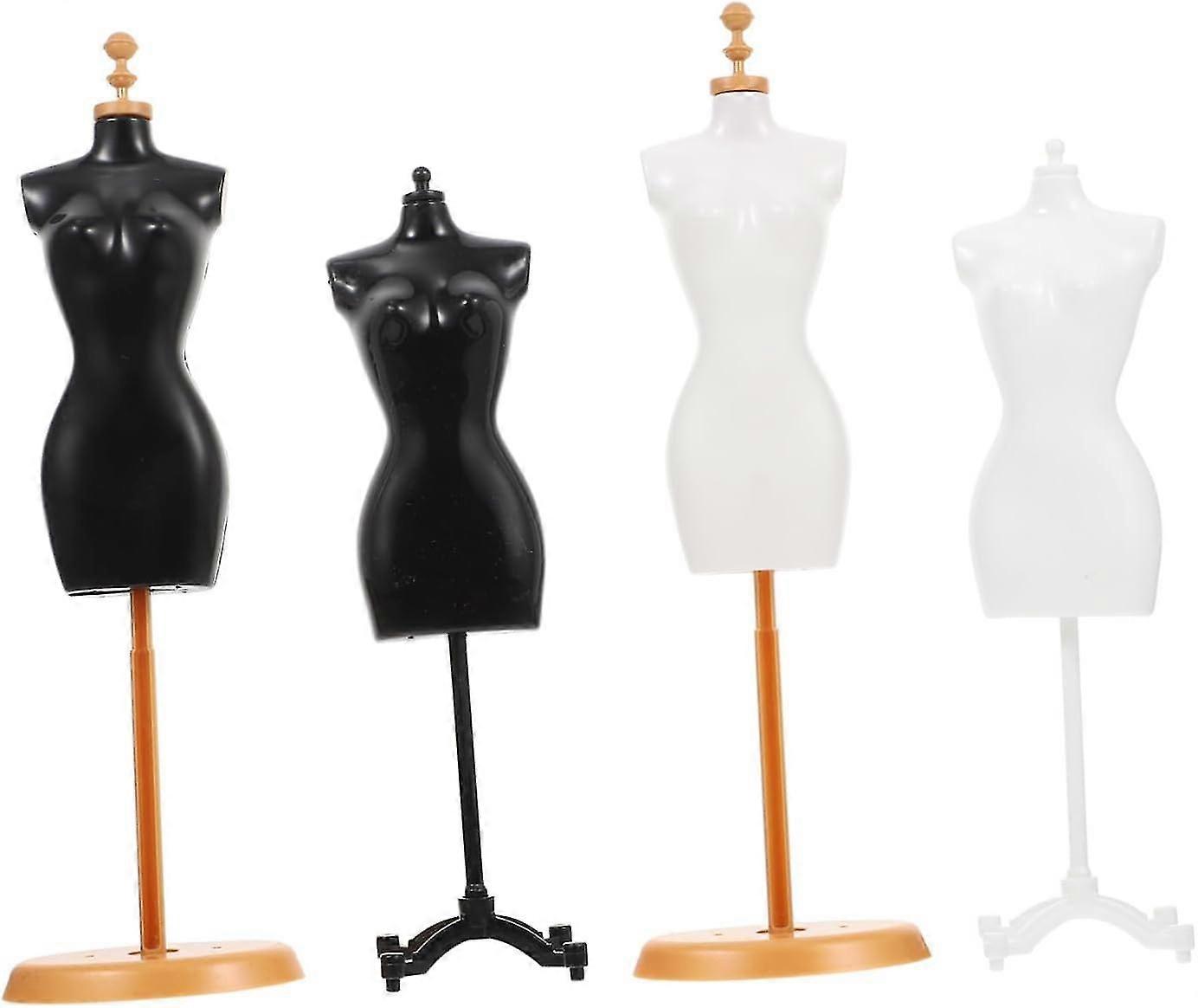 4pcs Miniature Dress Form Mannequin Models Clothes Display Rack Plastic Modeling Clothes Hanger for Doll Clothes Playhouse Accessories