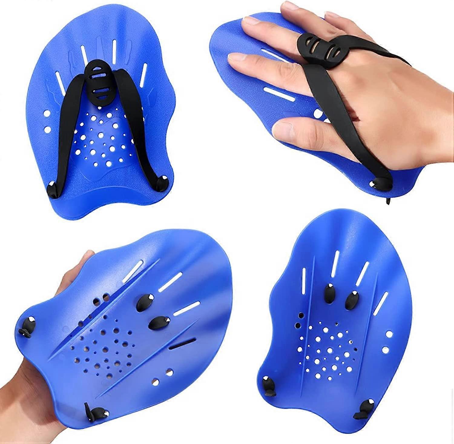 2 pack of children's swimming aids with adjustable straps for swimming hand paddle (blue)