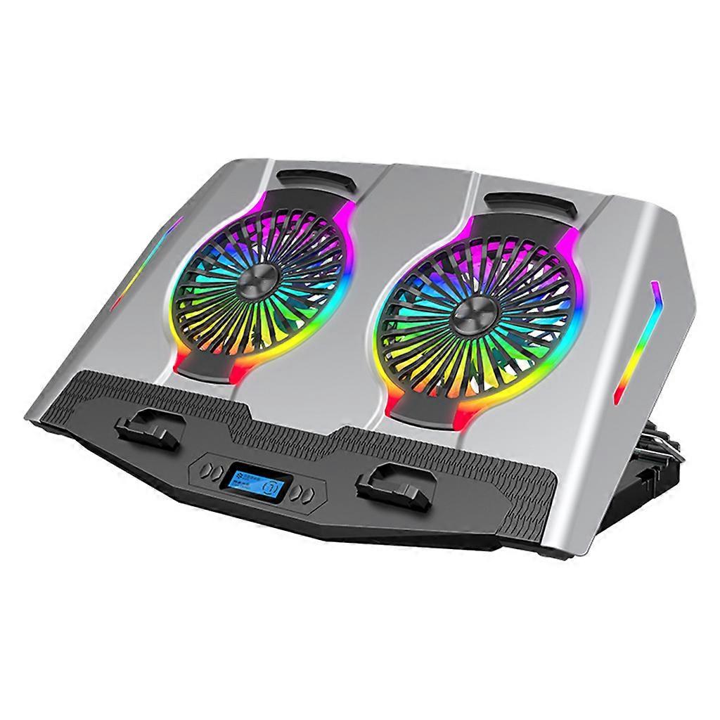 Justerbart stativ til bærbar computer RGB-køleblæsere 2x USB-porte Aluminiumslegering PC-stigning
