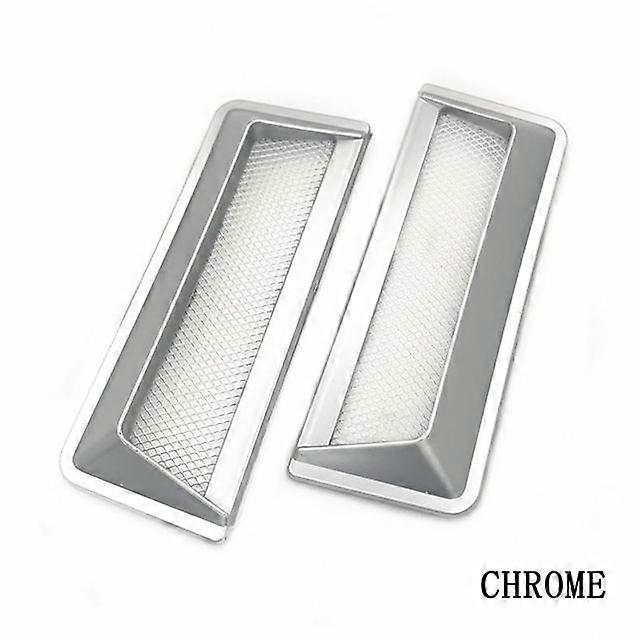 2pcs Universal Chrome Carbon Car Shark Grill Fender Side Hood Scoop Engine Air Outlet Intake Vent Decorative Sticker Cover Acces