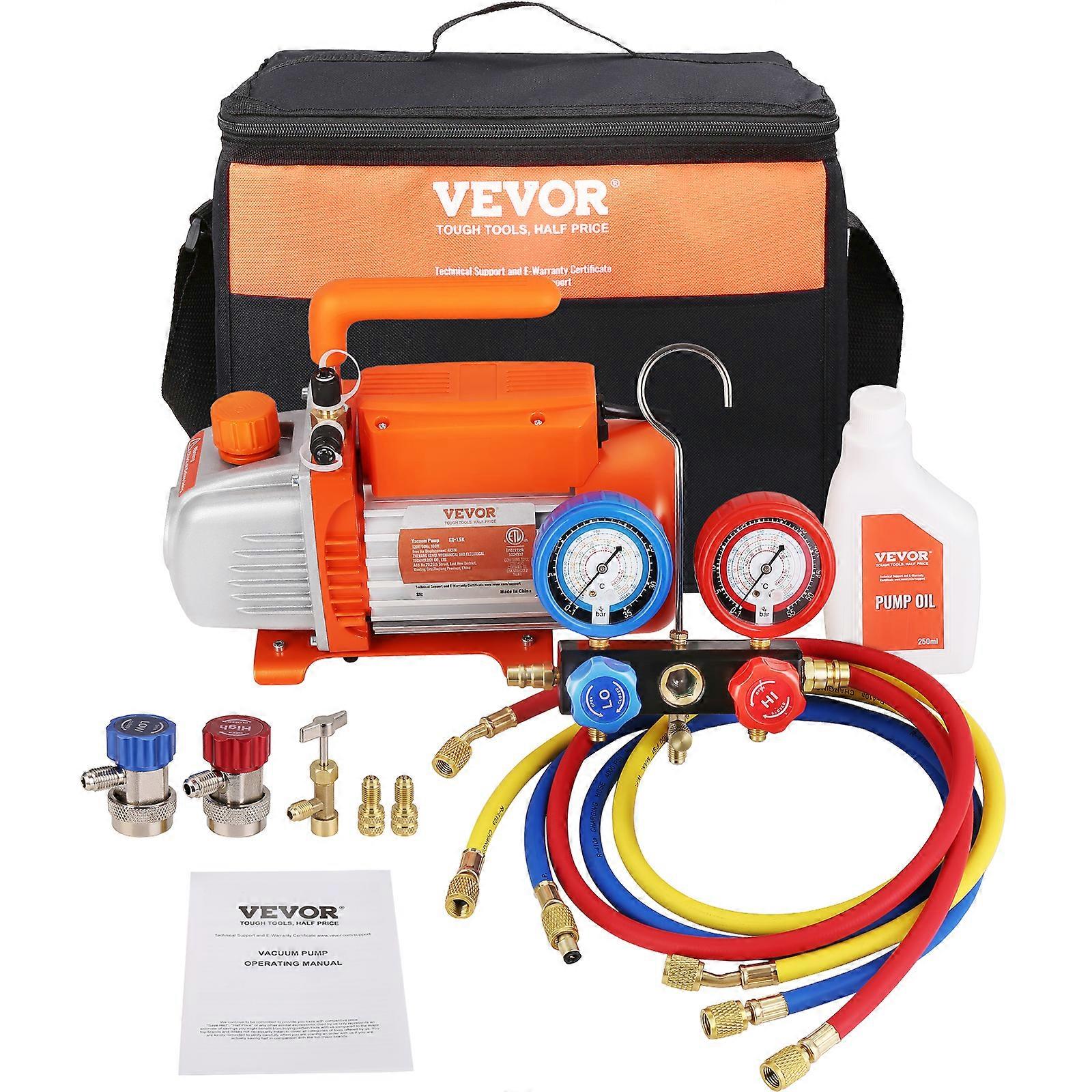 Air Conditioner Vacuum Pump Manifold Gauge Set 4CFM Single-stage Pump Explosion-proof Aluminum Valve Gauge Set European Gauge