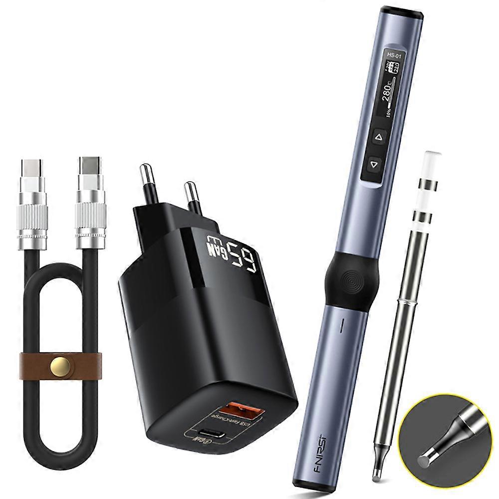 Intelligent Electric Soldering Iron Portable Soldering Station 0.87inch OLED Display Aluminum Alloy Housing with Temperature Adjustment Input Voltage