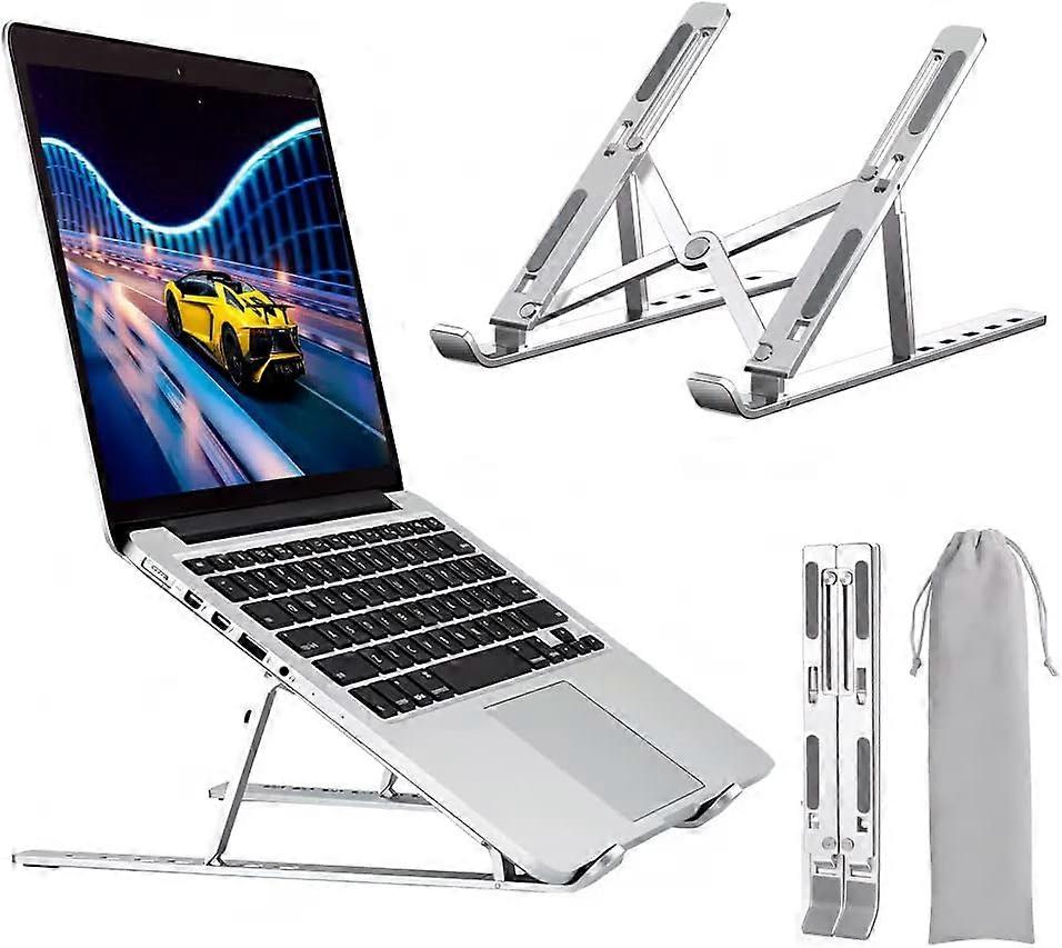 Laptop Stand, 6 Tier Height Adjustable, Ventilated Aluminum Laptop Computer Desk, Non-Slip Silicone 10-17''
