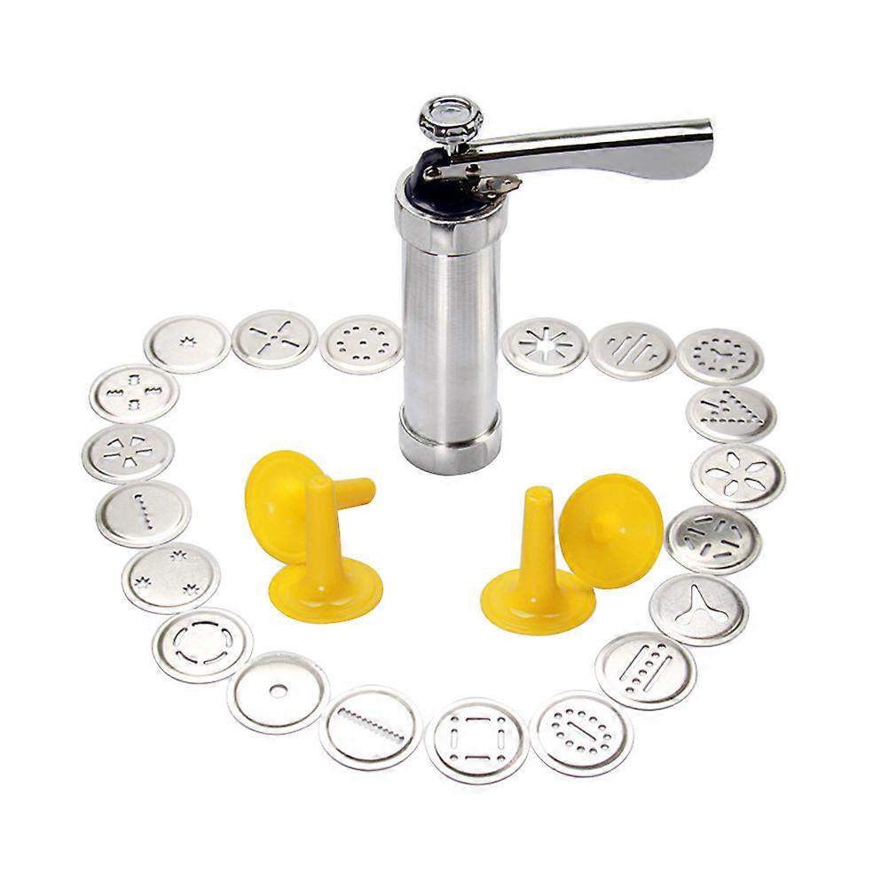 Cookie Maker Press Kit Cookie Press Pump DIY Icing Piping  with 20 Discs and 4 Icing Tips