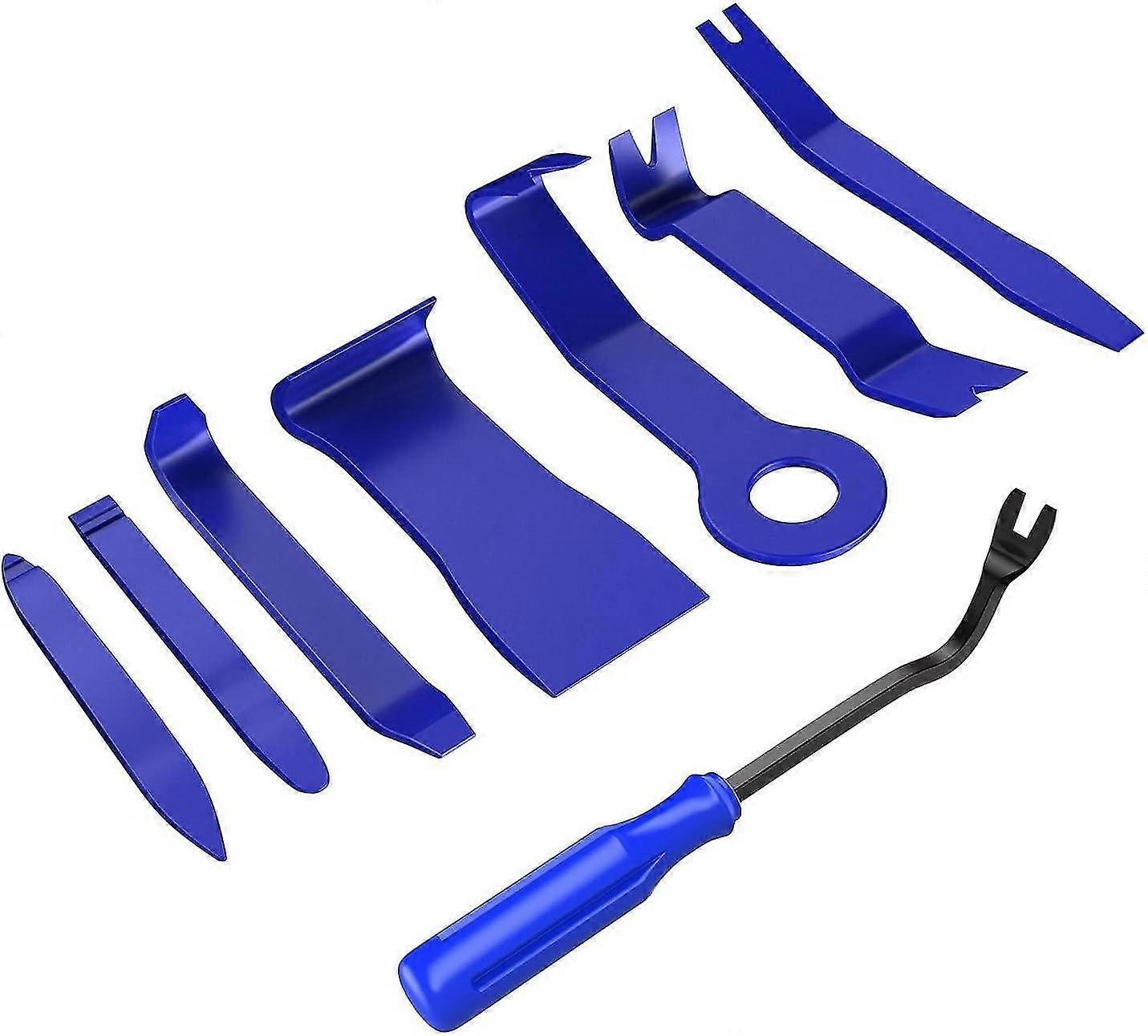 8pcs Auto Trim Scratch Pry Car Audio Dash Door Panel Window Molding Fastener Remover Tool Kit-blue