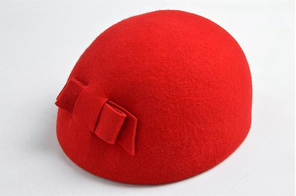 Autumn Winter Painter Style Berets Hat Elegant Wool Solid Color Red