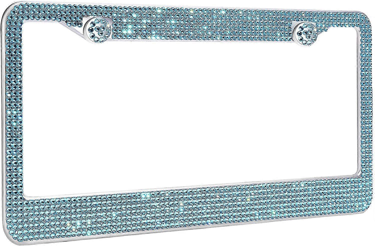 Glitter License Plate Frame (Blue) Rhinestone License Plate Frame Glitter License Plate Frame Diamond License Plate Frame Dazzling Glitter License Pla