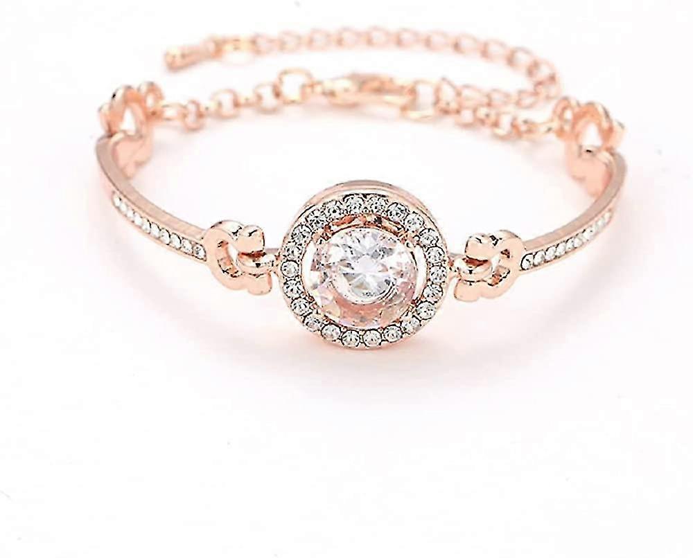 Adjustable Crystal Bracelet, Round Circle Bracelets, Sparkling Tennis Bangle