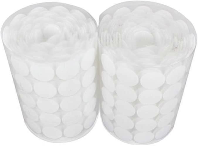 600pcs (300 Pairs) Sticky Back Coins Hook and Loop Self Adhesive Fastener Dots Tapes (White)