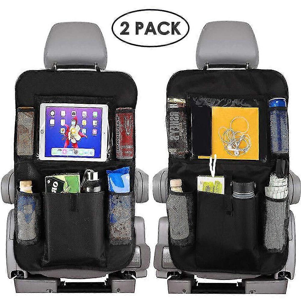 2 Pack Car Backseat Organizer Protector Kick Mat With Touch Screen