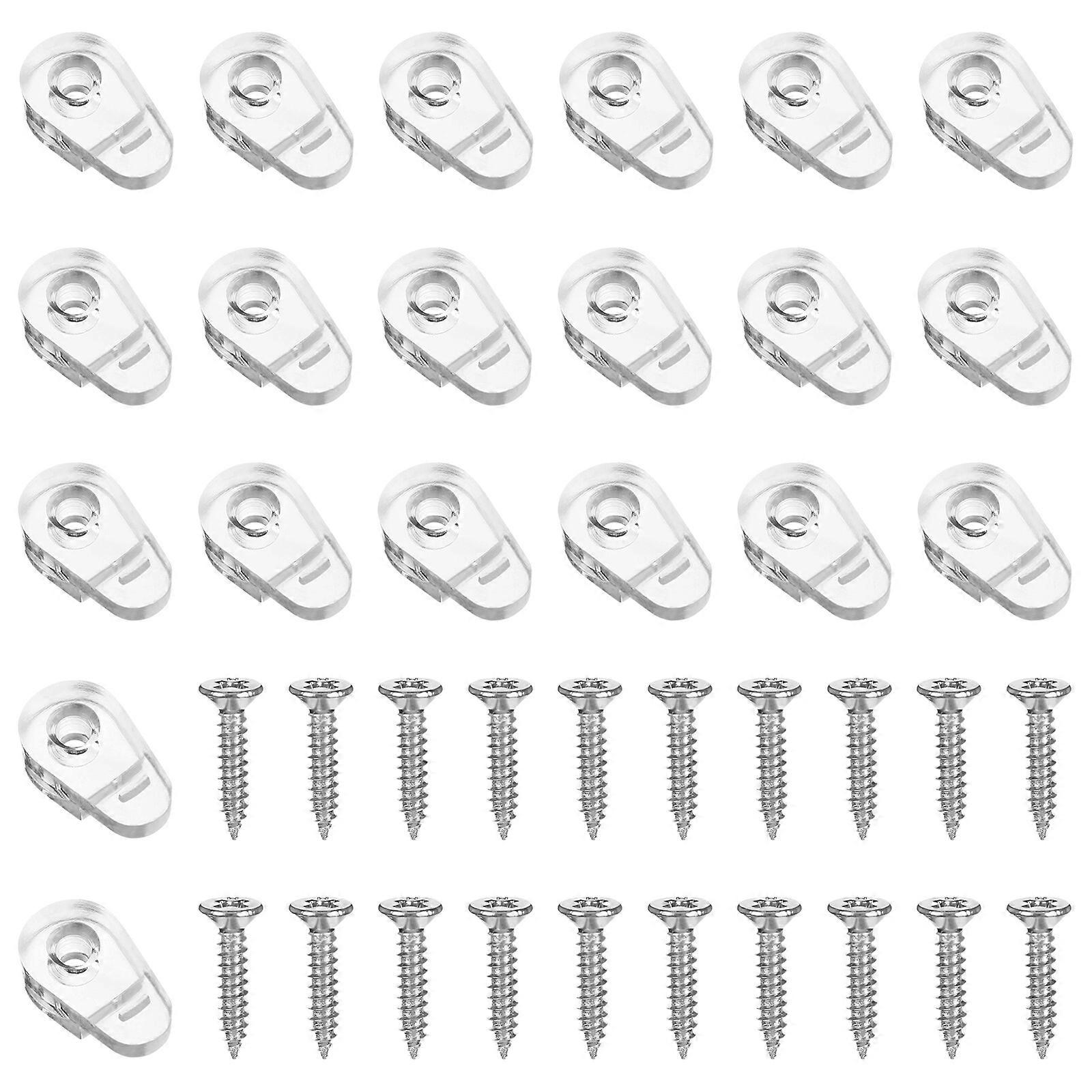 20 Pcs Mirror Holder Clips Plastic Fixing Clips with Screws for Fixing Mirror Cabinet Door