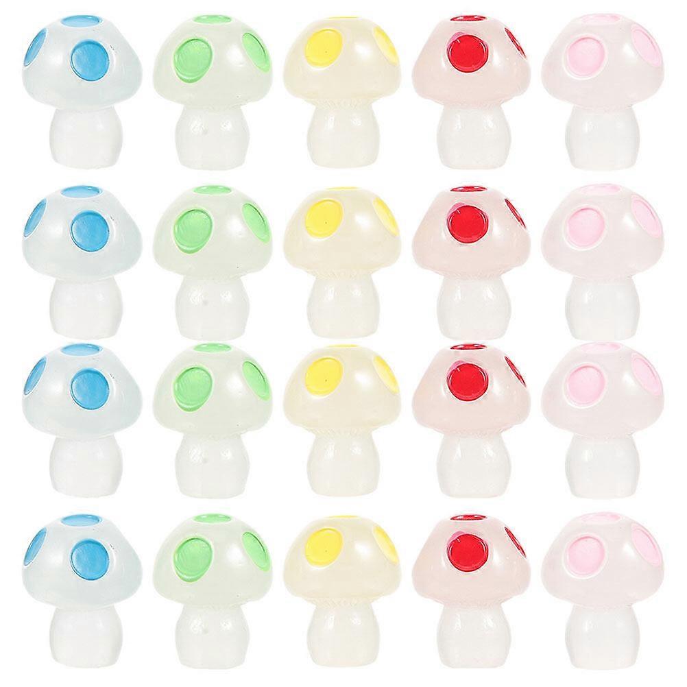 50pcs Mini Resin Mushrooms Luminous Mushroom Tiny Mushroom Statues Miniature Mushroom