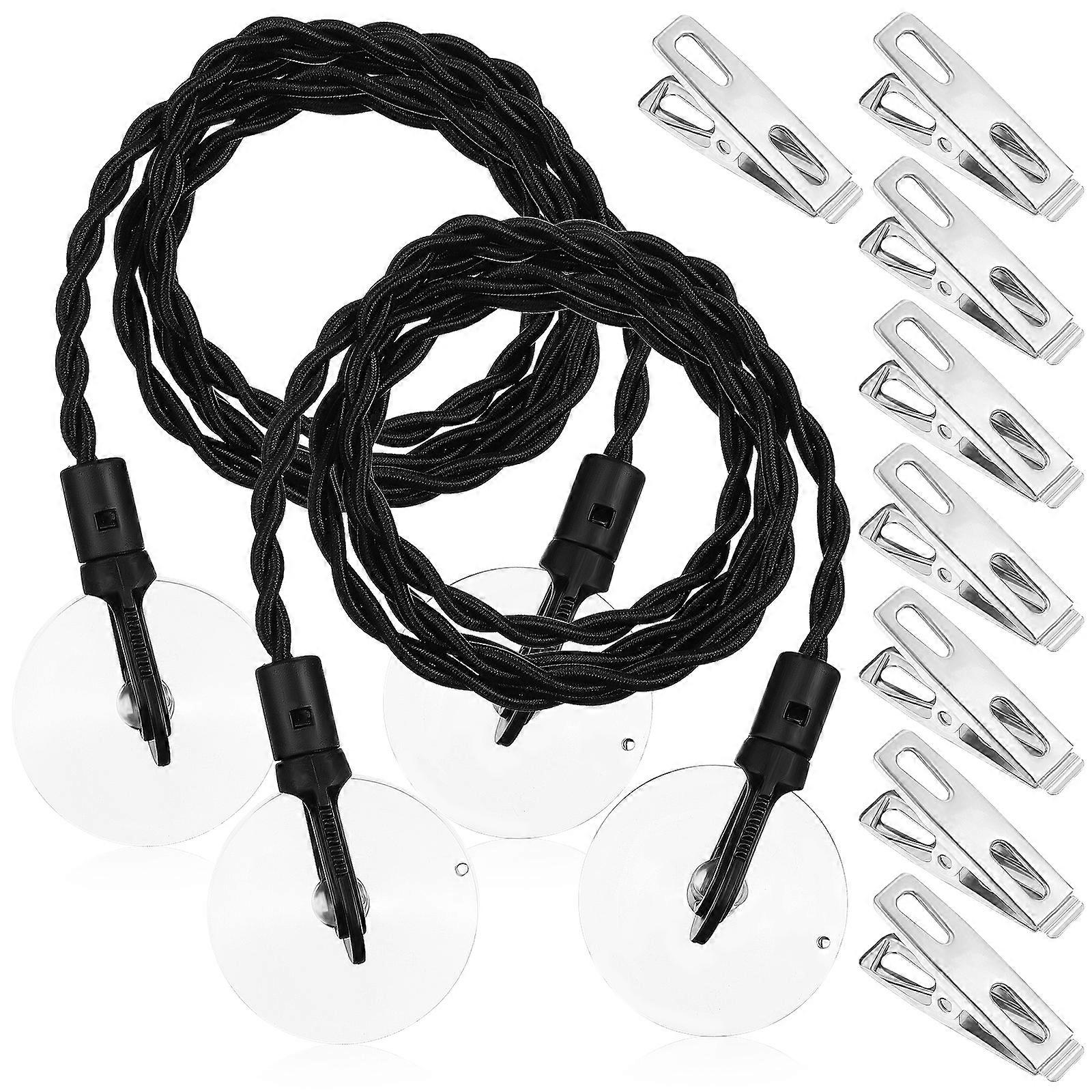 2個のトラベル物干しロープフックと吸盤付きの格納式物干し竿と8個の衣類クリップキャンプアクセサリー