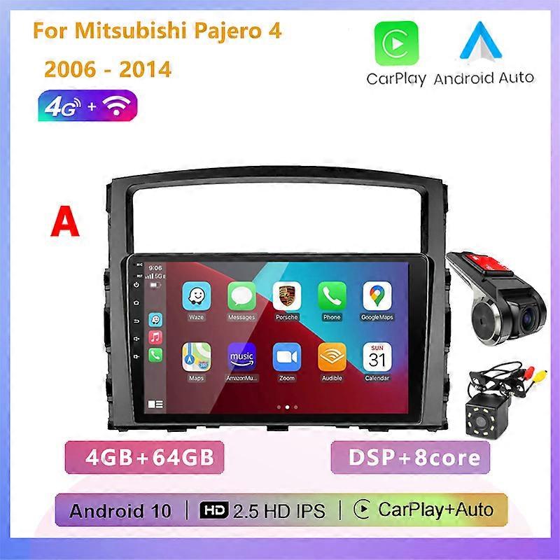 2GB+32GB 2 din Android 10 car radio multimedia player carplay Auto GPS navigation For Mitsubishi Pajero 4 V80 V90 2006 - 2014