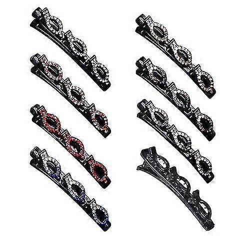 Grampos de cabelo trançados com pedras de cristal brilhantes, grampos de cabelo com franja dupla, grampos de cabelo trançados