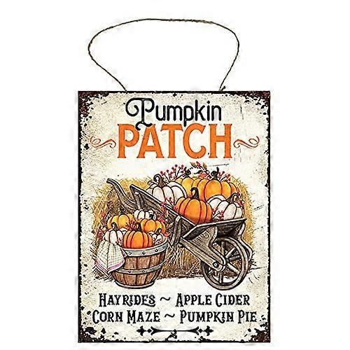 Pumpkin Patch Wheelbarrow Printed Handmade Wood Sign
