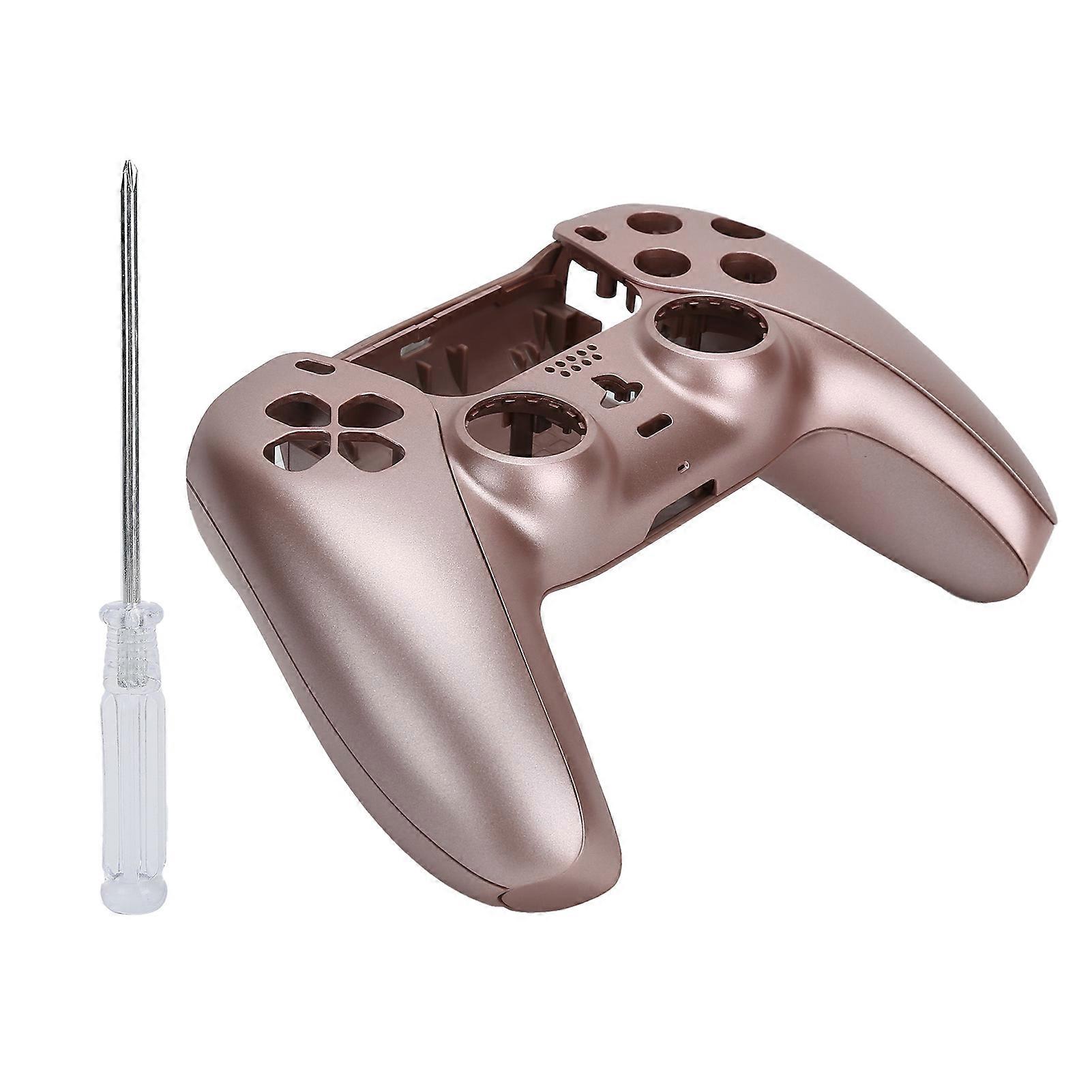 Game Controller Housing Shell Case with Screwdriver DIY Replacement for PS5 GamepadRose Gold