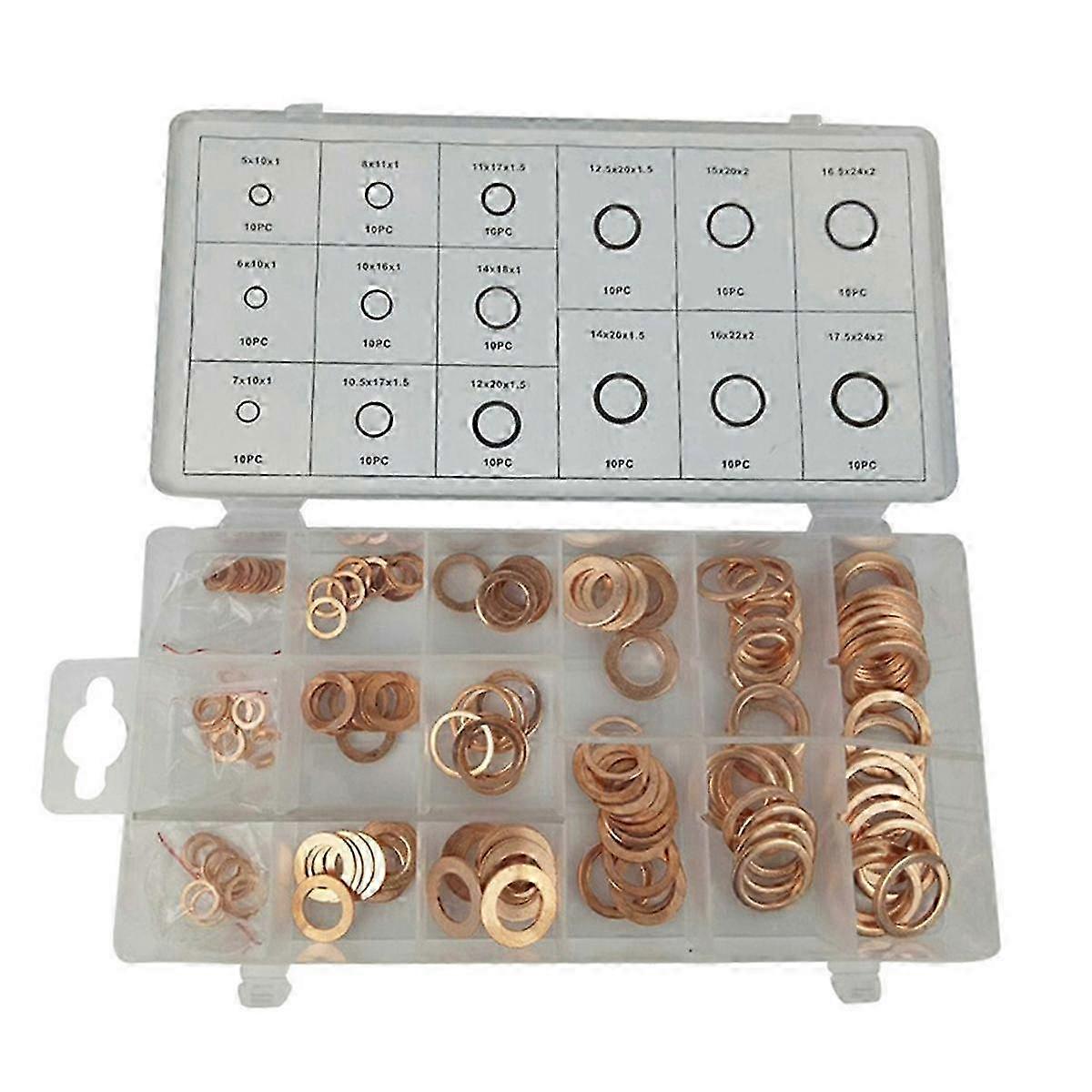 150 قطعة النحاس طوقا النفط ختم مربع O- نوع ختم طوقا الميكانيكية ختم لاصق ختم النفط آلة تنظيف مجموعة كيت