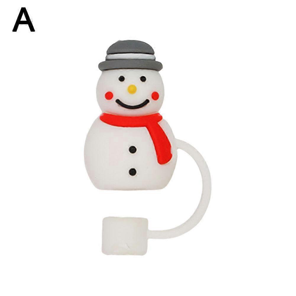 عيد الميلاد موضوع سيليكون قبعة القش ل 3D الكرتون المضادة للغبار القش كاب توبر