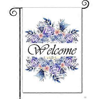 brand-new Welcome Floral Welcome Garden Flags Flower Purple   Summer   Decorative Yard Flag Small Vertical Double Sided Seasonal For Garden Farmhouse 