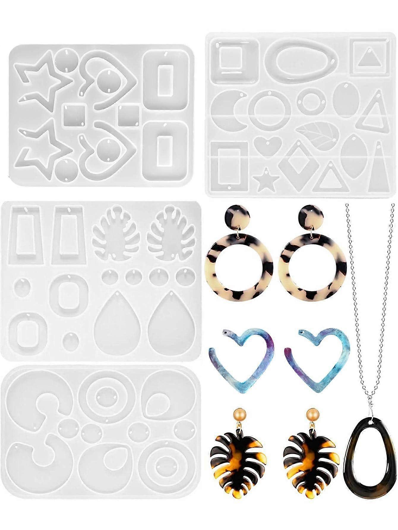 4 قطع قلادة DIY وقالب القرط