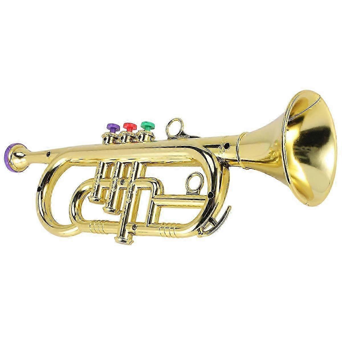 Trumpet 3 Tones 3 Colored Keys Simulation Play Mini Musical Wind Instruments for Children Birthday Party Toy Gold