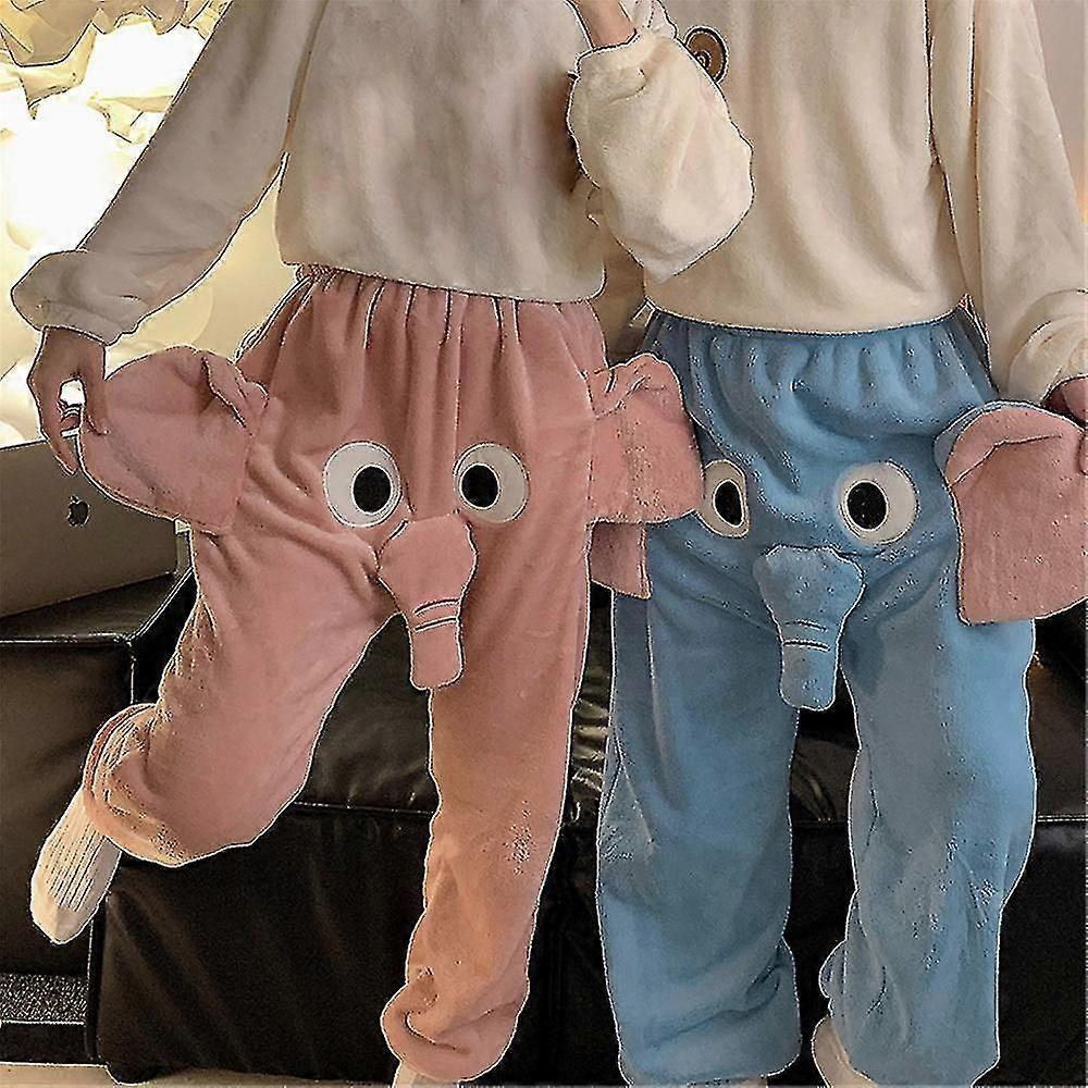 Éléphant Trunk 3d Flanelle Pyjama Pantalon Mens Femmes Drôle Dessin Animé Chaud Vêtements De Nuit