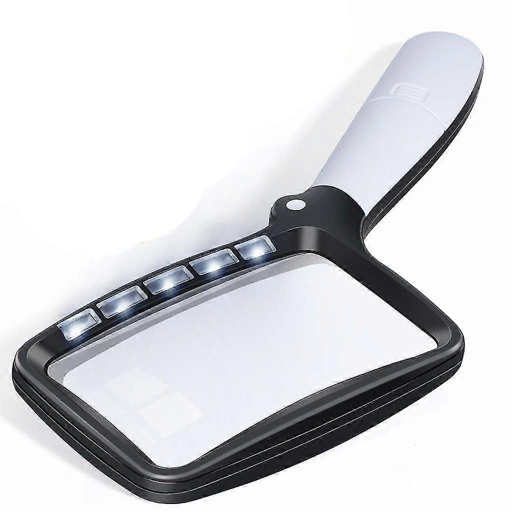 Foldable Reading Magnifier Large Led Magnifier With Light 2-fold Handheld Magnifier Modes Dimmable Magnifying Glass For Seniors Reading Inspection Hob