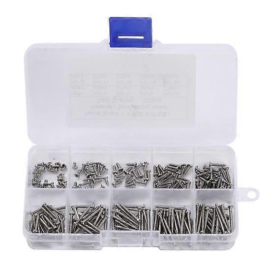 250Pcs M2 Cross Round Pan Head Self Tapping Screws Set Assortment Fastener Kits