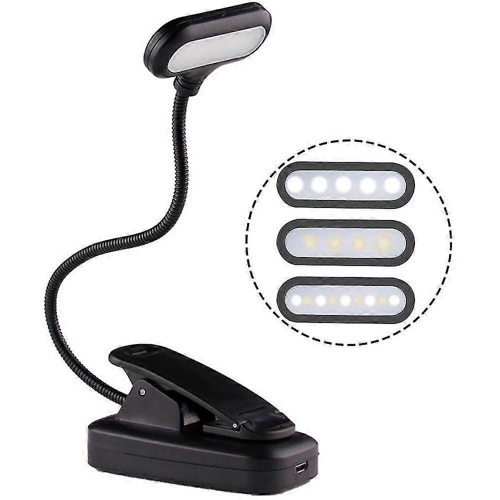 Book Light For Reading In Bed, Clip-on Amber Book Light With Warm Led Reading Night Light, Usb Rechargeable