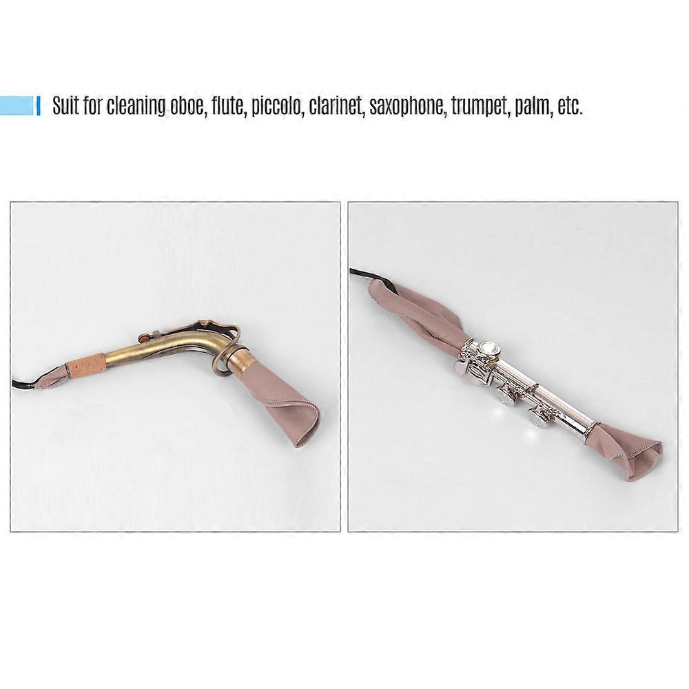 Wind Instruments Cleaning Cloth with Strap Soft Artificial Shammy Cleaner for Oboe Flute Clarinet Saxophone Trumpet Inside Instrument Cleaing Kit