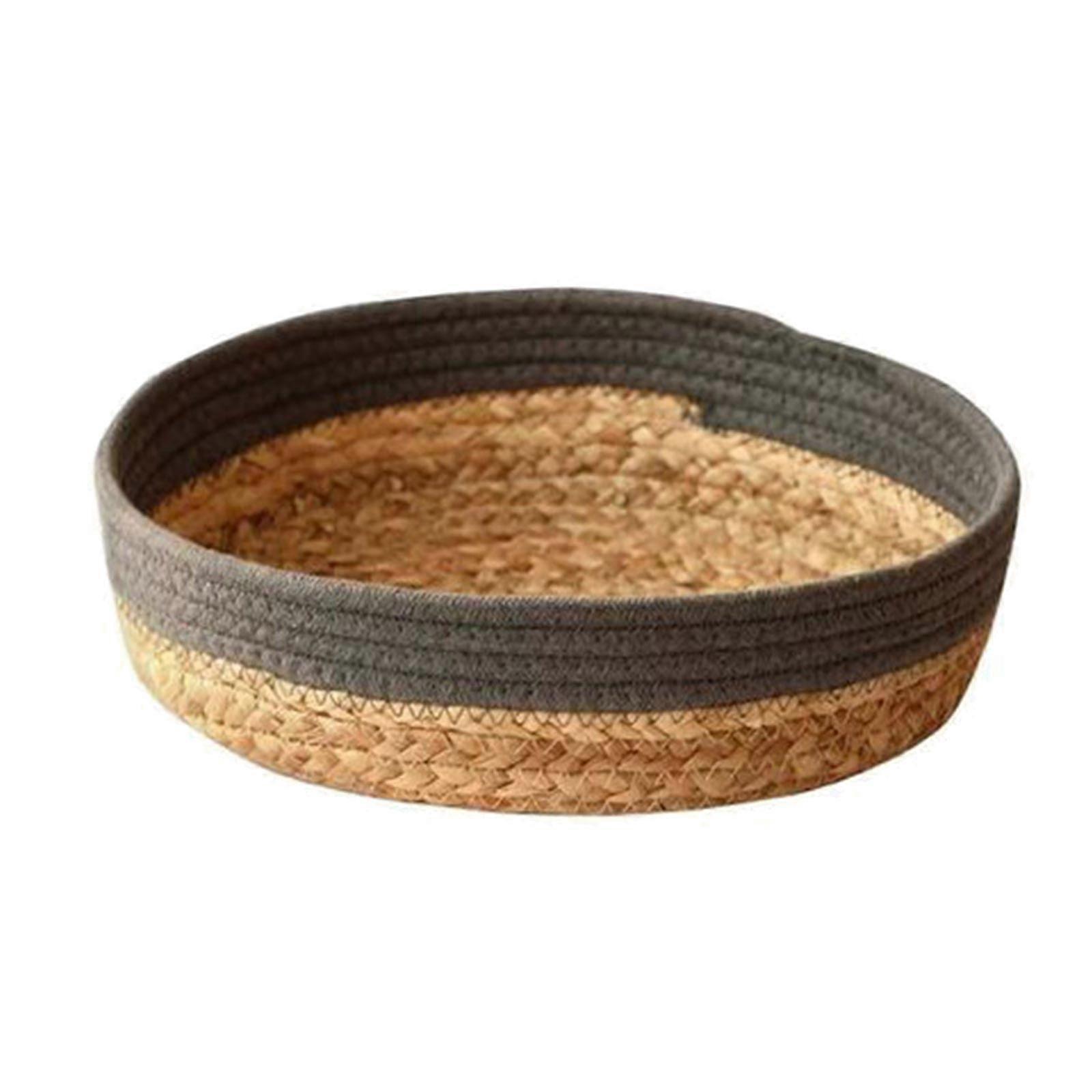 Gray,Straw,Basket,Storage,Snacks,Organizer