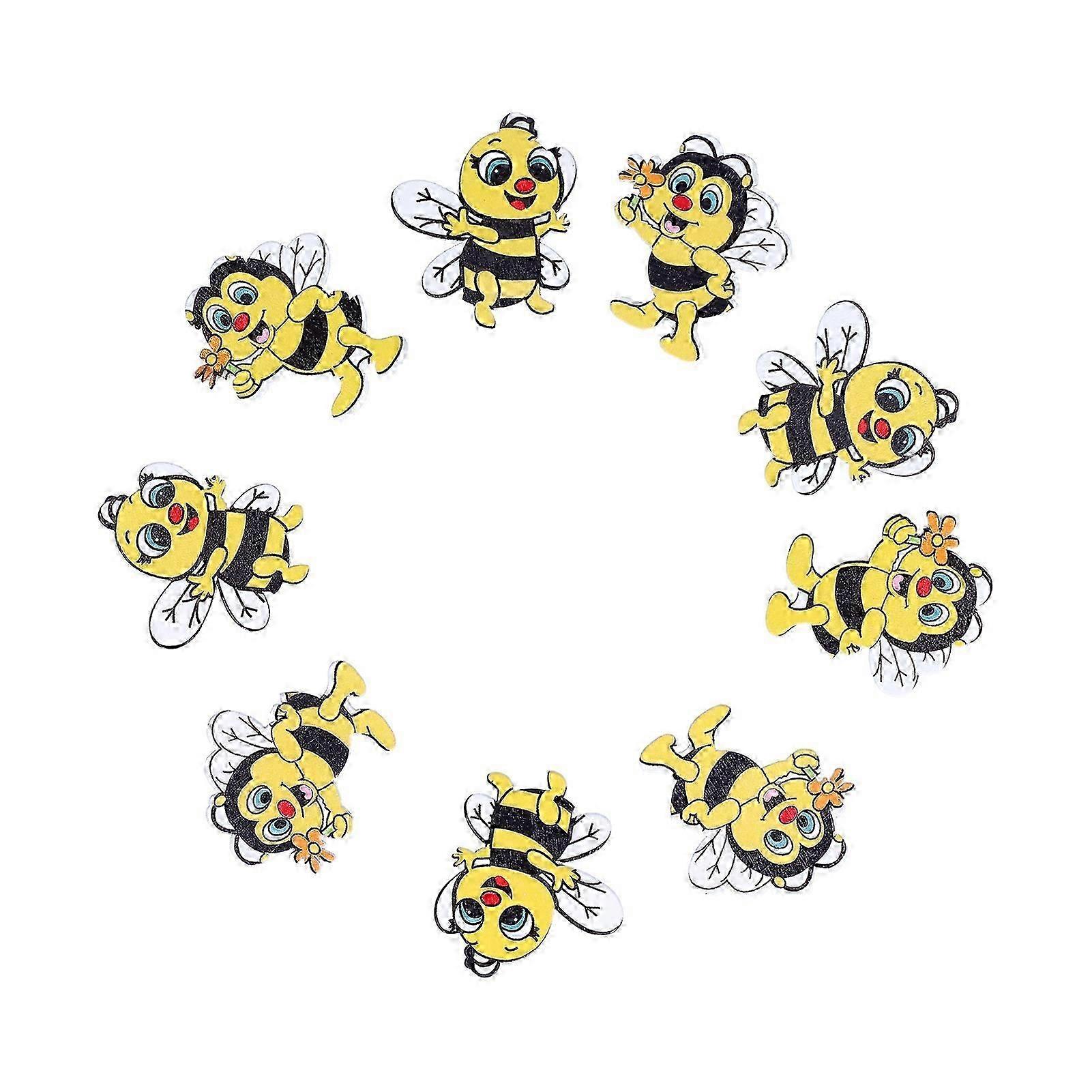 20pcs Wooden Buttons Bee Shape Cartoon Decorative Painted