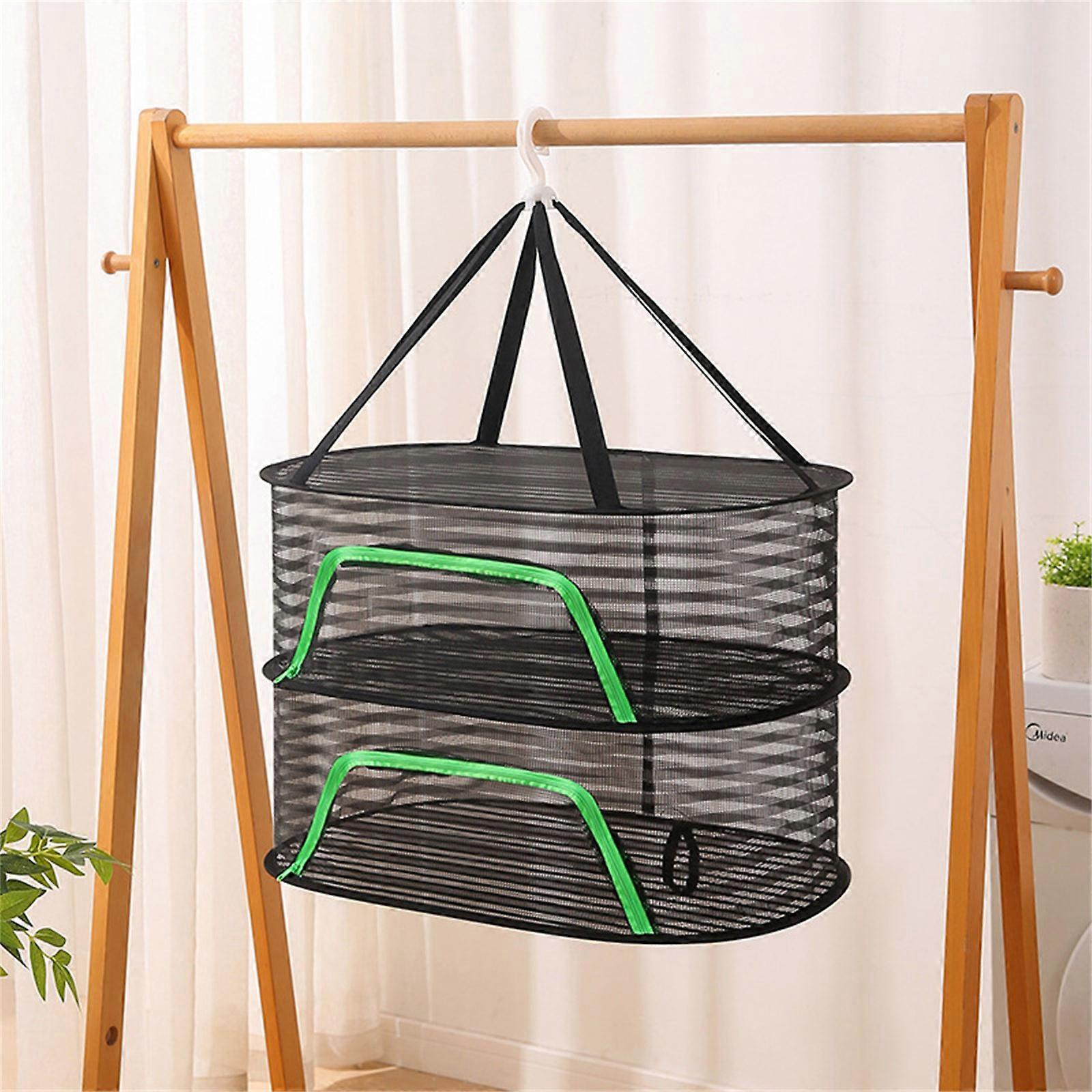 Convenient Hanging Drying Net for Kitchen Camping and Picnics Breathable Vegetable Dryer Large Capacity Mesh Basket White Medium size 4 layers