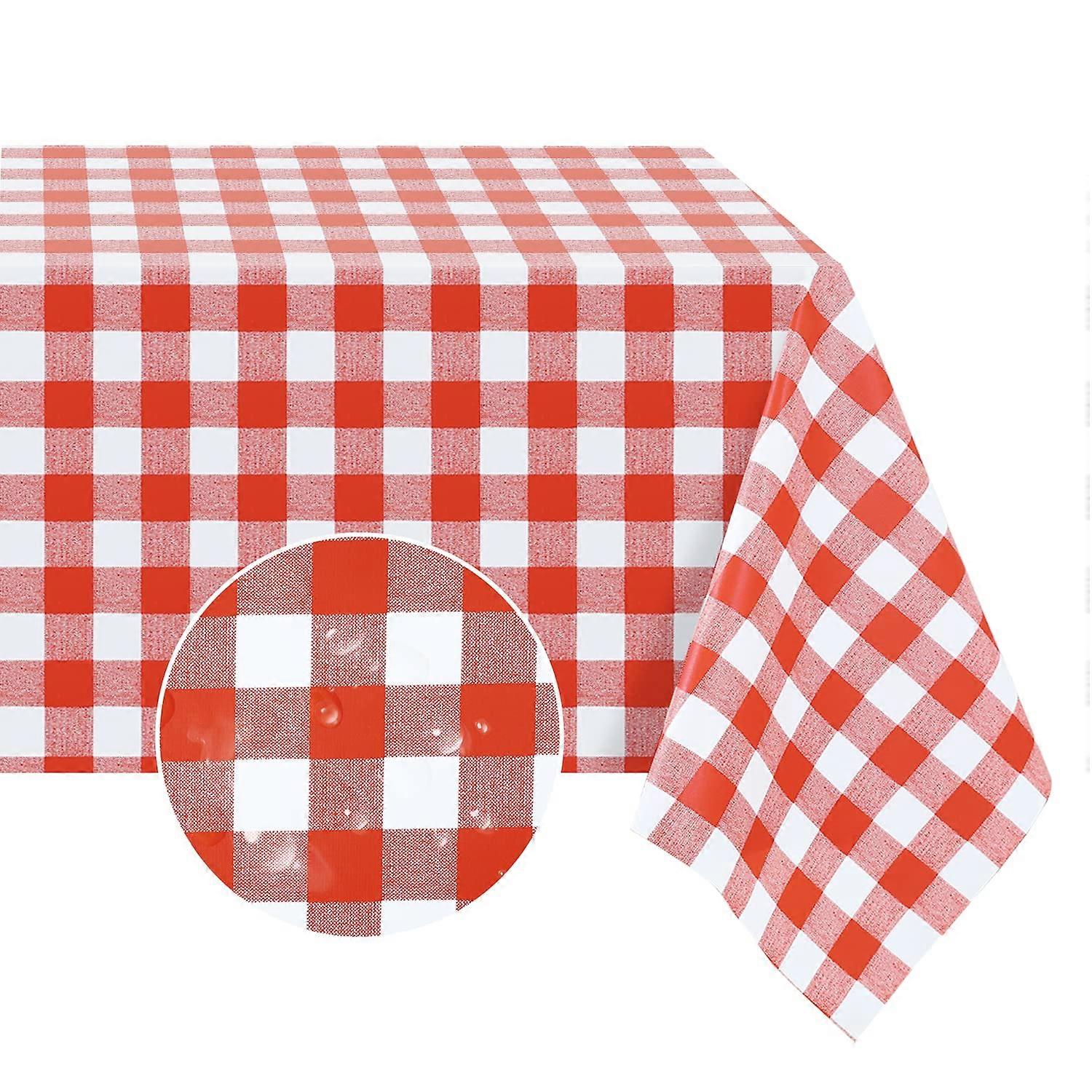 Buffalo Plaid PVC Tablecloth, Wipeable, Red Black Pattern, Durable PVC Table Cover For Dining And Camping