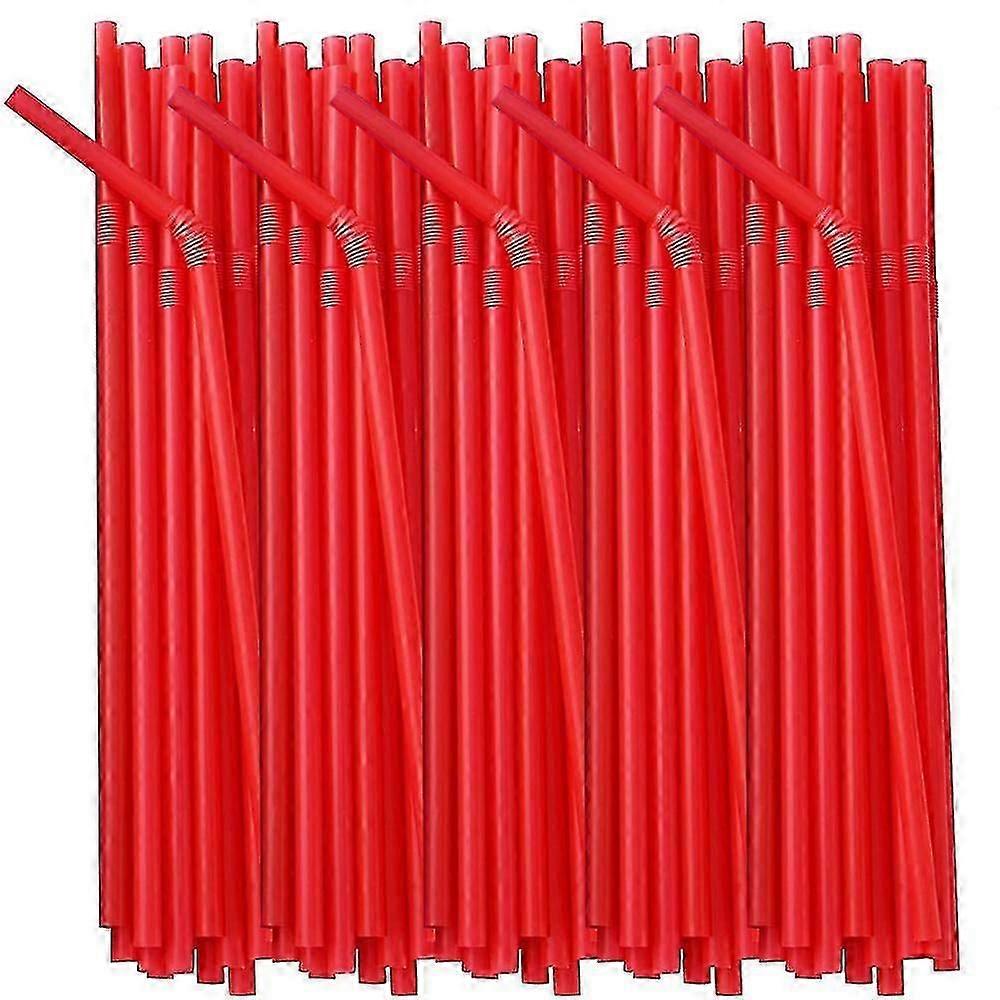 200pcs Plastic Straws - Flexible Drinking Straw Set Reusable,red