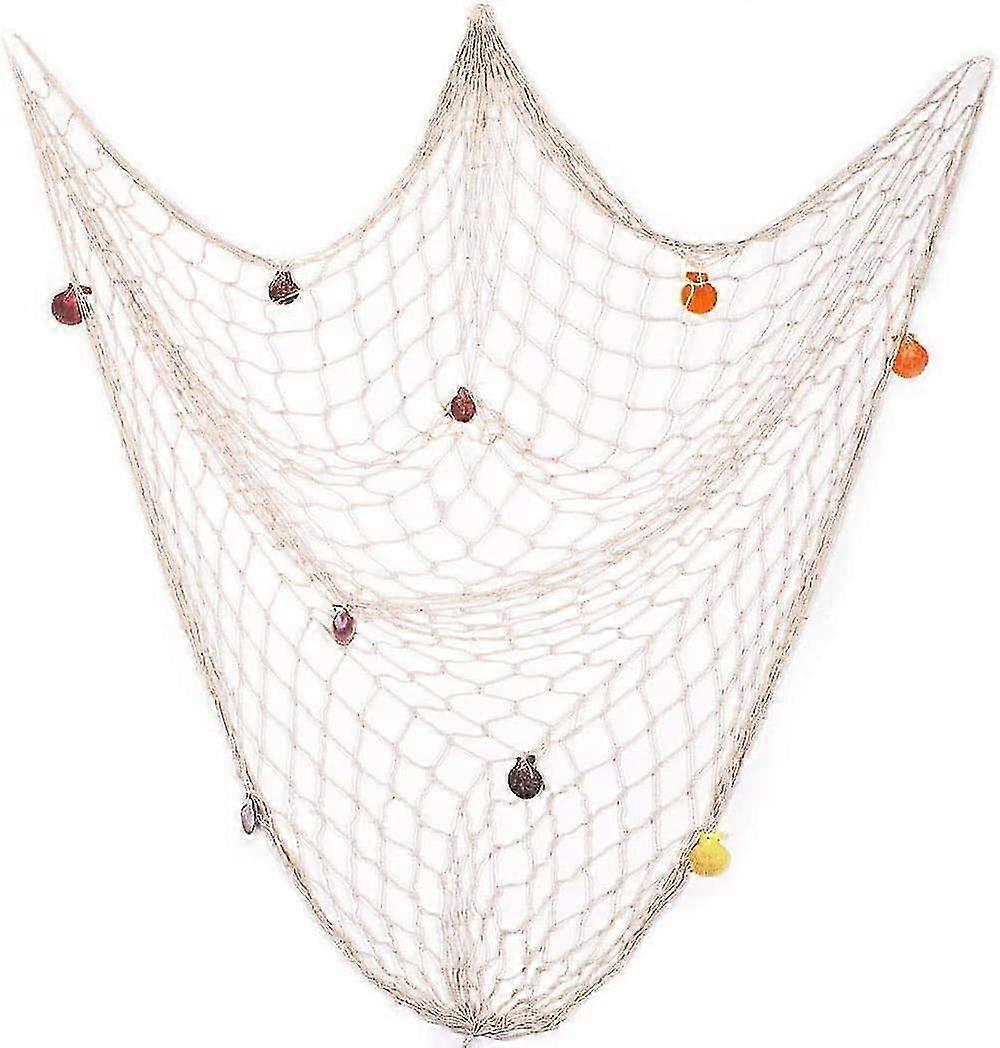 زخرفة شبكة صيد السمك ZK، الديكور البحري، زخرفة شبكة صيد السمك على طراز البحر الأبيض المتوسط، قذائف ملونة ، شبكة لغرفة النوم، غرفة المعيشة، الحائط، البار، جزء الصورة